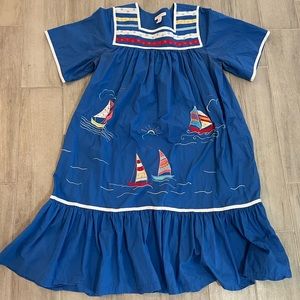 Go Softly Patio Womens Blue Embroidered Sailboats Ocean MuuMuu Lounge PL